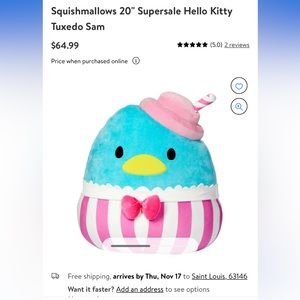 NWT Tuxedosam Squishmallow 20 inch